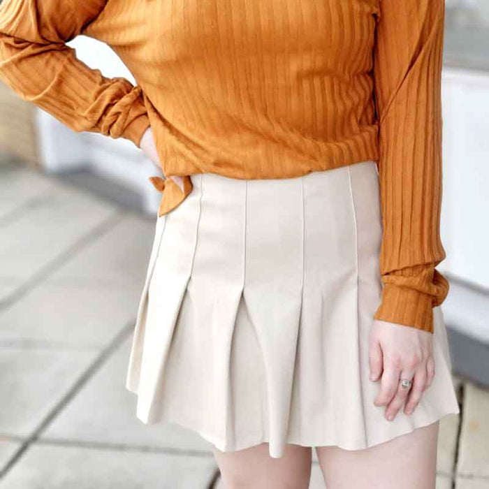 EESOME Oatmeal Pleated Skirt