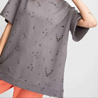 Easel brand grey distressed sweater top.