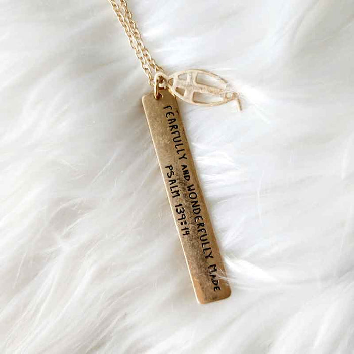 "Fearfully Made" Bar Necklace