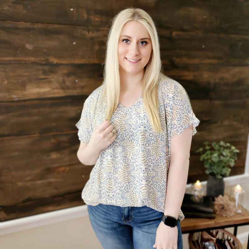 Floral Print V-Neck Top