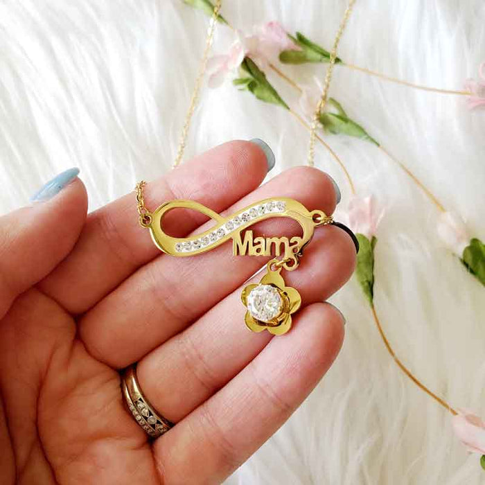 Infinity Mama Necklace with Flower Charm