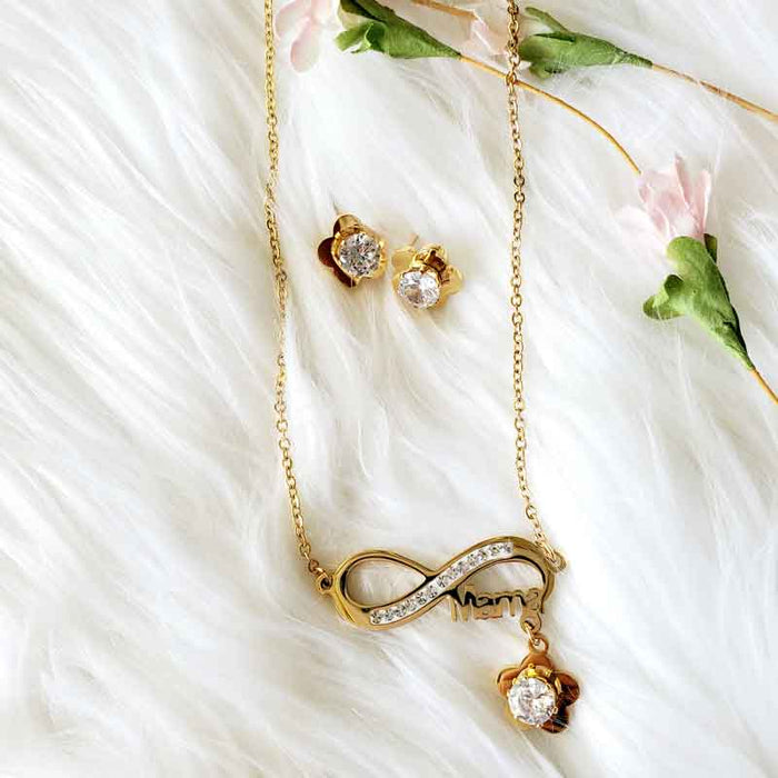 Infinity Mama Necklace with Flower Charm