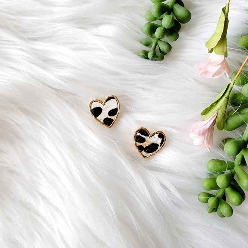 Heart Animal Print Earrings