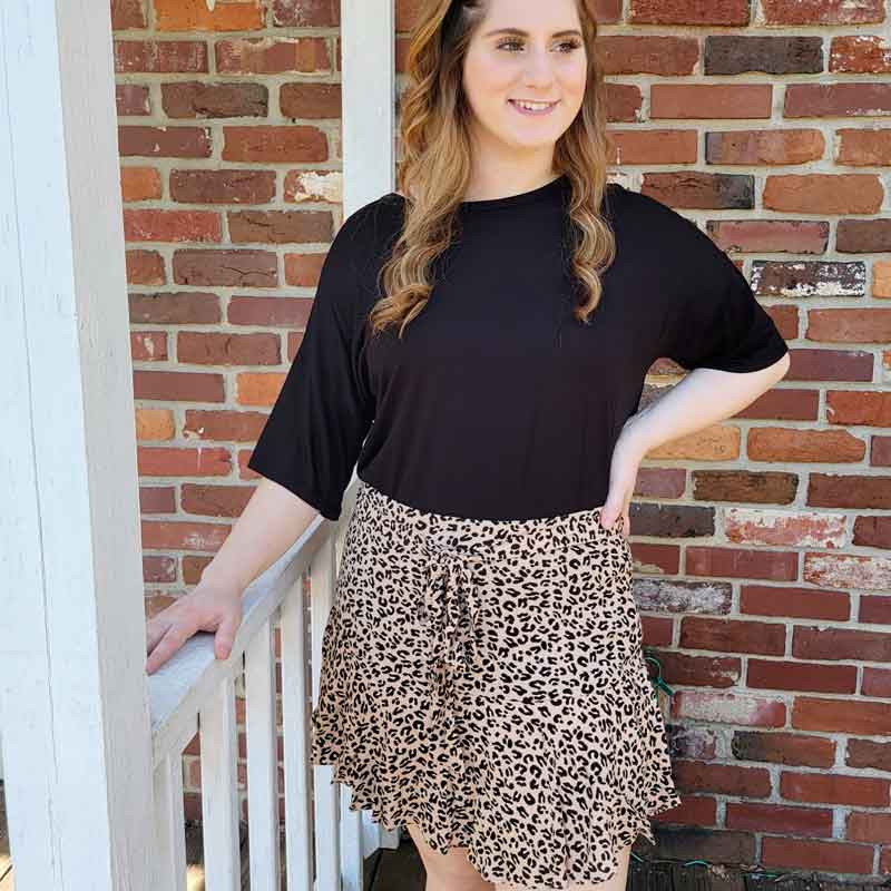 EESOME Animal Print Pleated Skirt