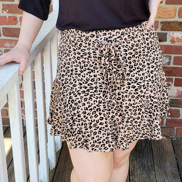 EESOME Animal Print Pleated Skirt