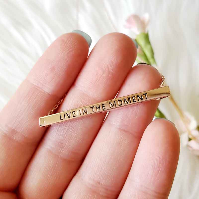 Live in the Moment Bar Necklace