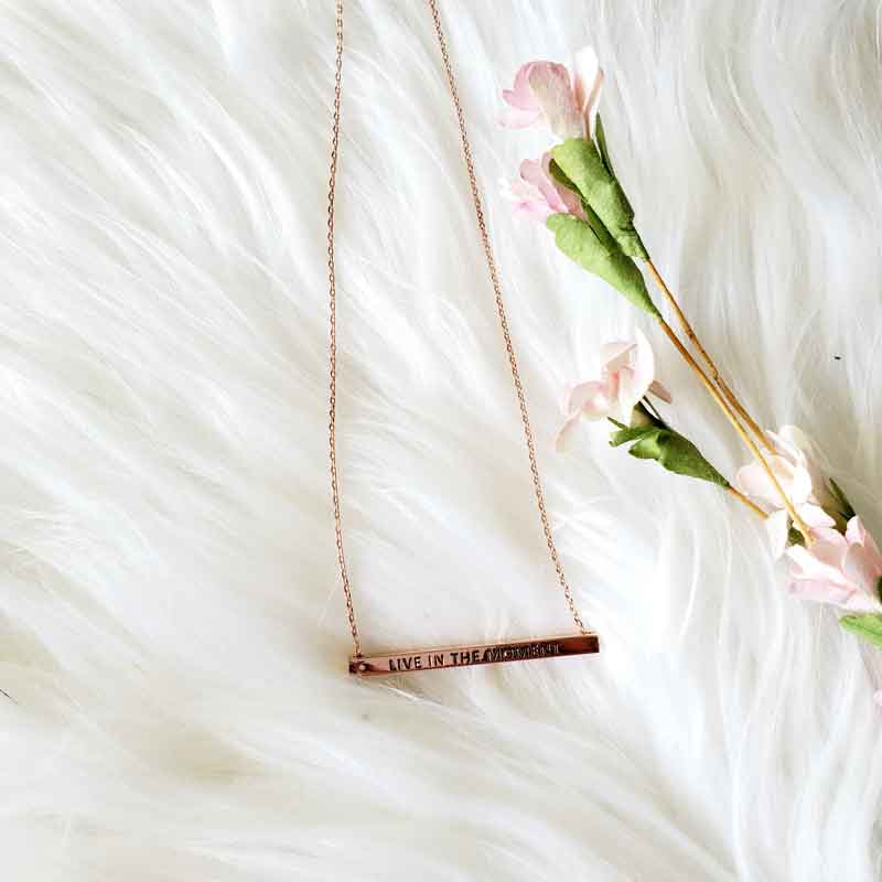 Live in the Moment Bar Necklace