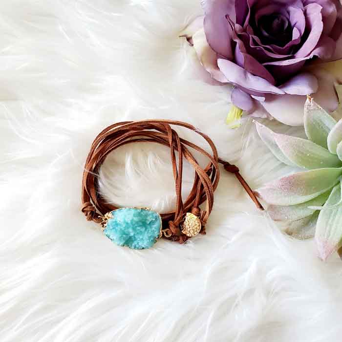 BOHO Druzy Stone Wrap Bracelet