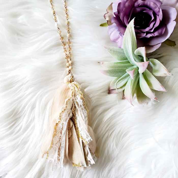 Natural Fabric Tassel Necklace