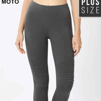 Plus size ash grey color moto leggings.