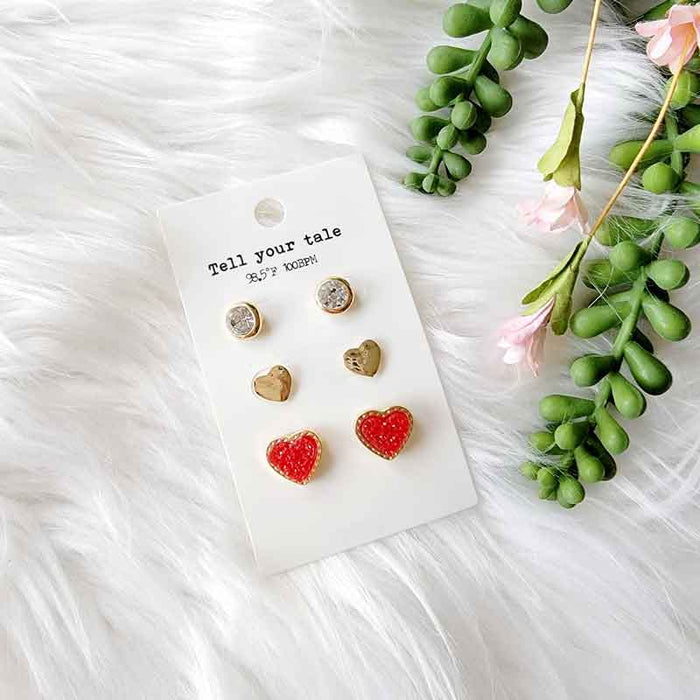 Red Heart Earring Set