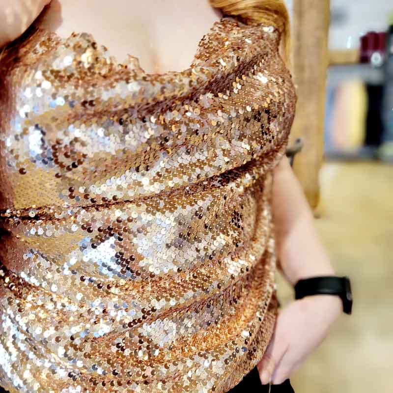 Cowl Neck Sequin Body Suit