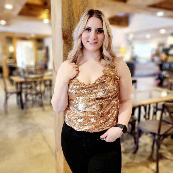 Cowl Neck Sequin Body Suit