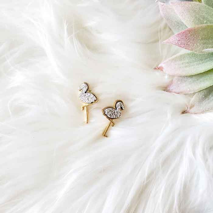 Flamingo Druzy Stone Stud Earrings