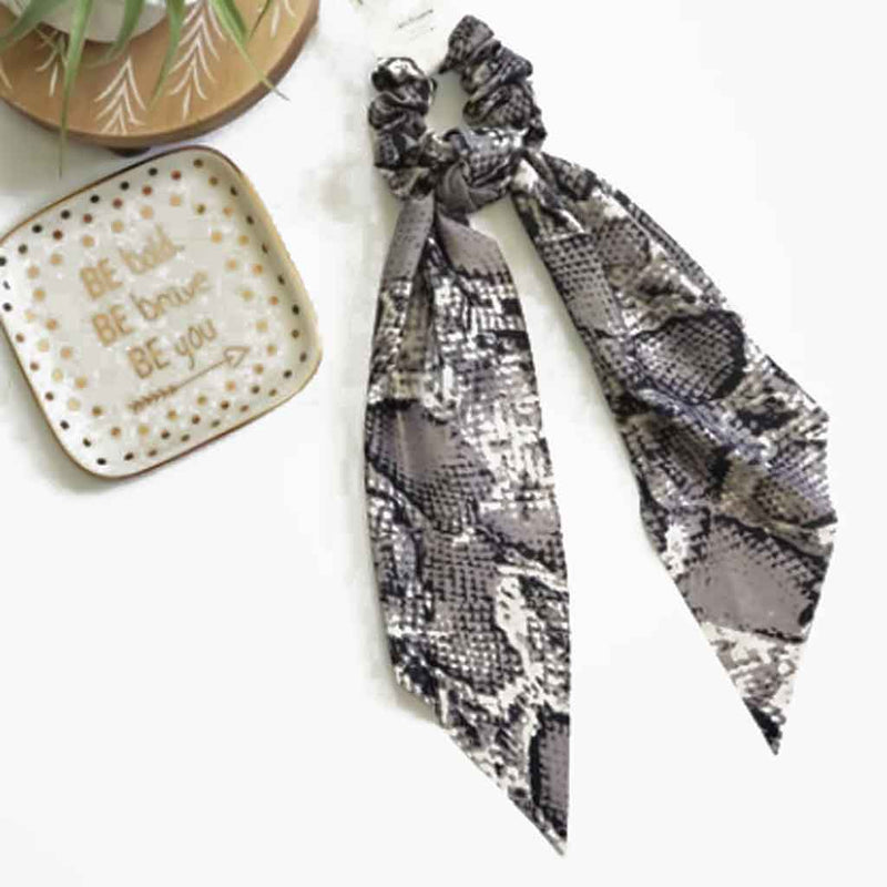 Black color snake print scarf hair tie.