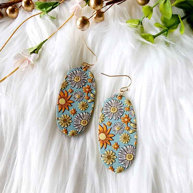 Spring Floral Wood Earrings