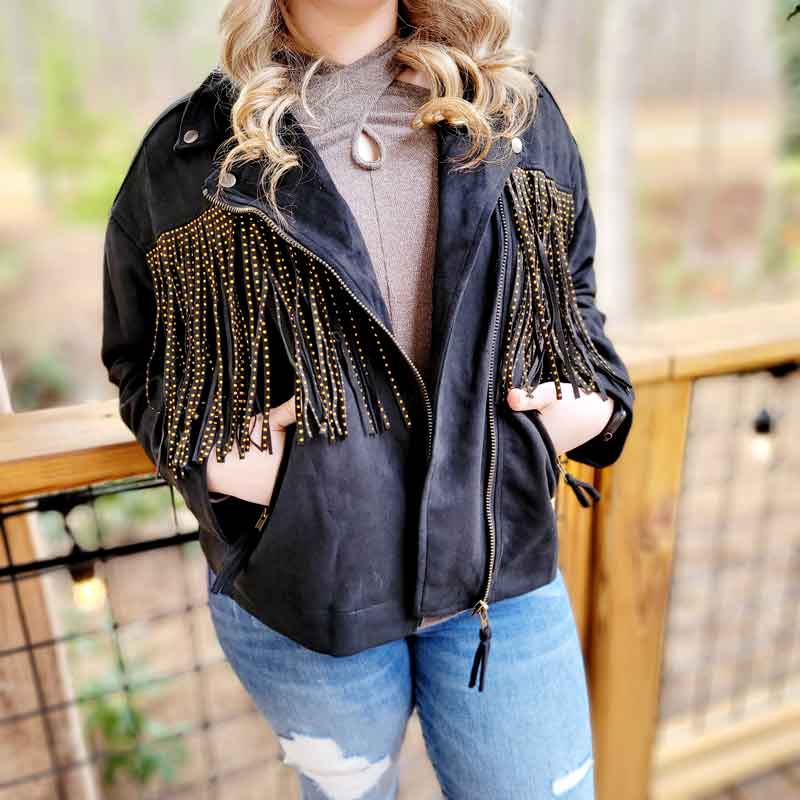 Solid Suede Moto Jacket