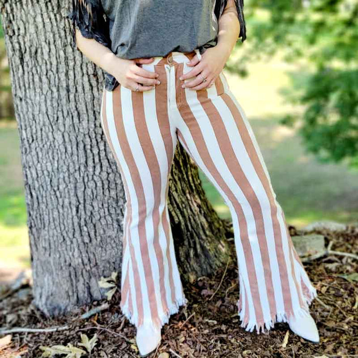 Twill Striped Bell Bottoms